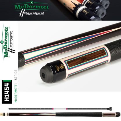 McDermott H1454 Prestige Rosewood Pool Cue with bone urethane points and colorful veneers