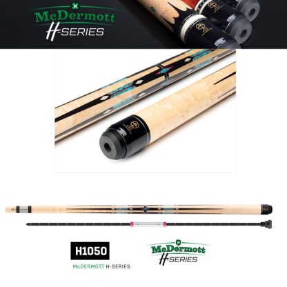 McDermott H1050 Pool Cue with Birdseye maple forearm and colorful urethane points