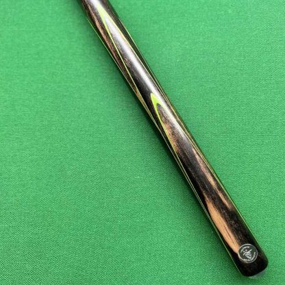 Premium Pro Cue Macassar Snooker Cue with four secondary face splices, green veneer accents, and a North American ash shaft for superior precision and control.