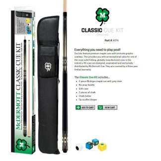 McDermott Classic Pool Cue Kit - Grey 2pc Maple Cue with Accessories