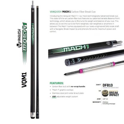 non wrap vqm1 Vanquish Mach 1 break cue from McDermott cues USA